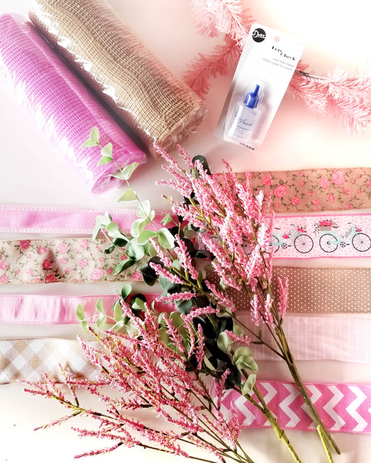 Pink Floral Eucalyptus Wreath Kit - Designer DIY