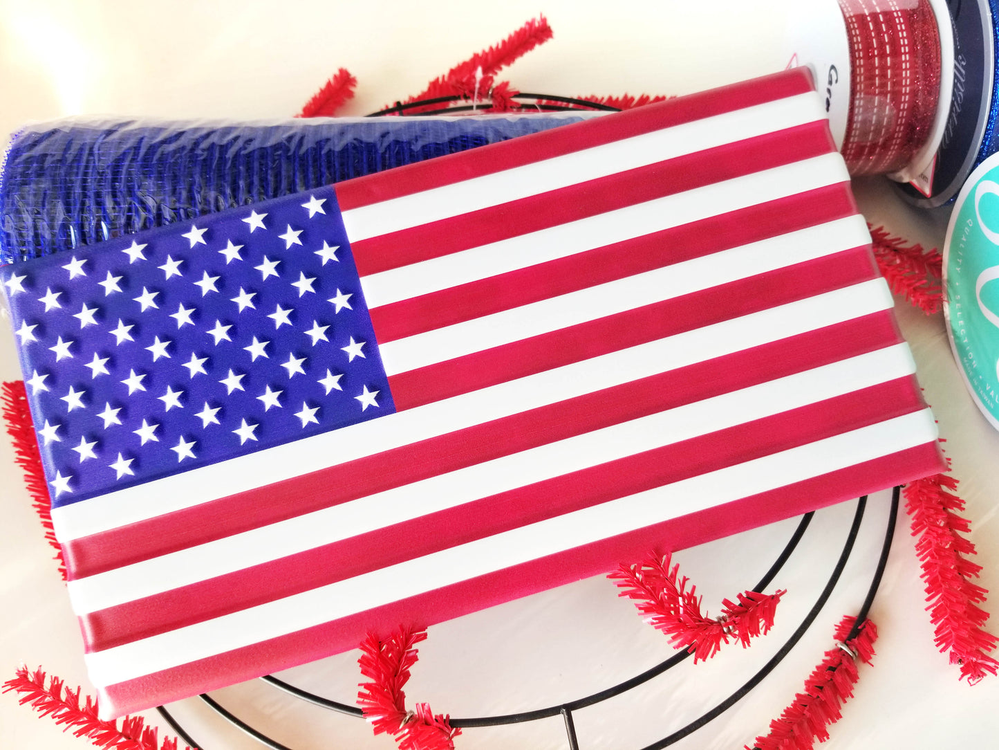Patriotic American Flag Wreath Kit - Designer DIY