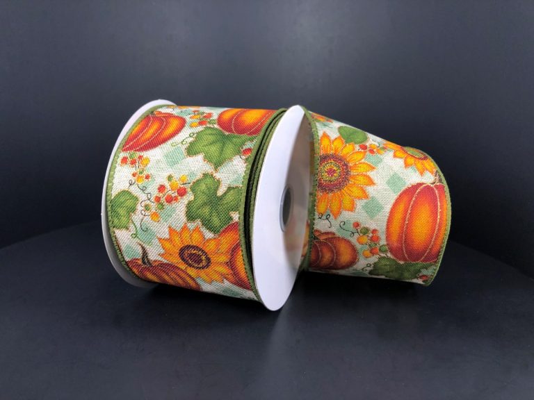 2.5" Fall Pumpkin | Sunflower Ribbon - Designer DIY