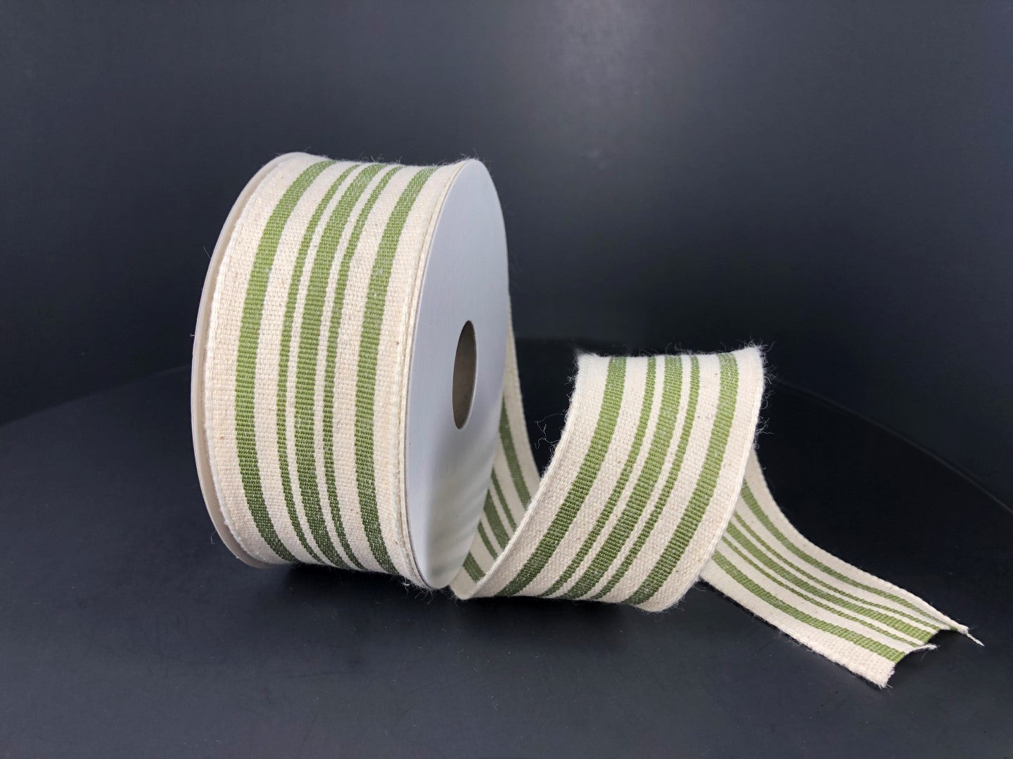 1.5" Green & Ivory Stripe Ribbon - Designer DIY