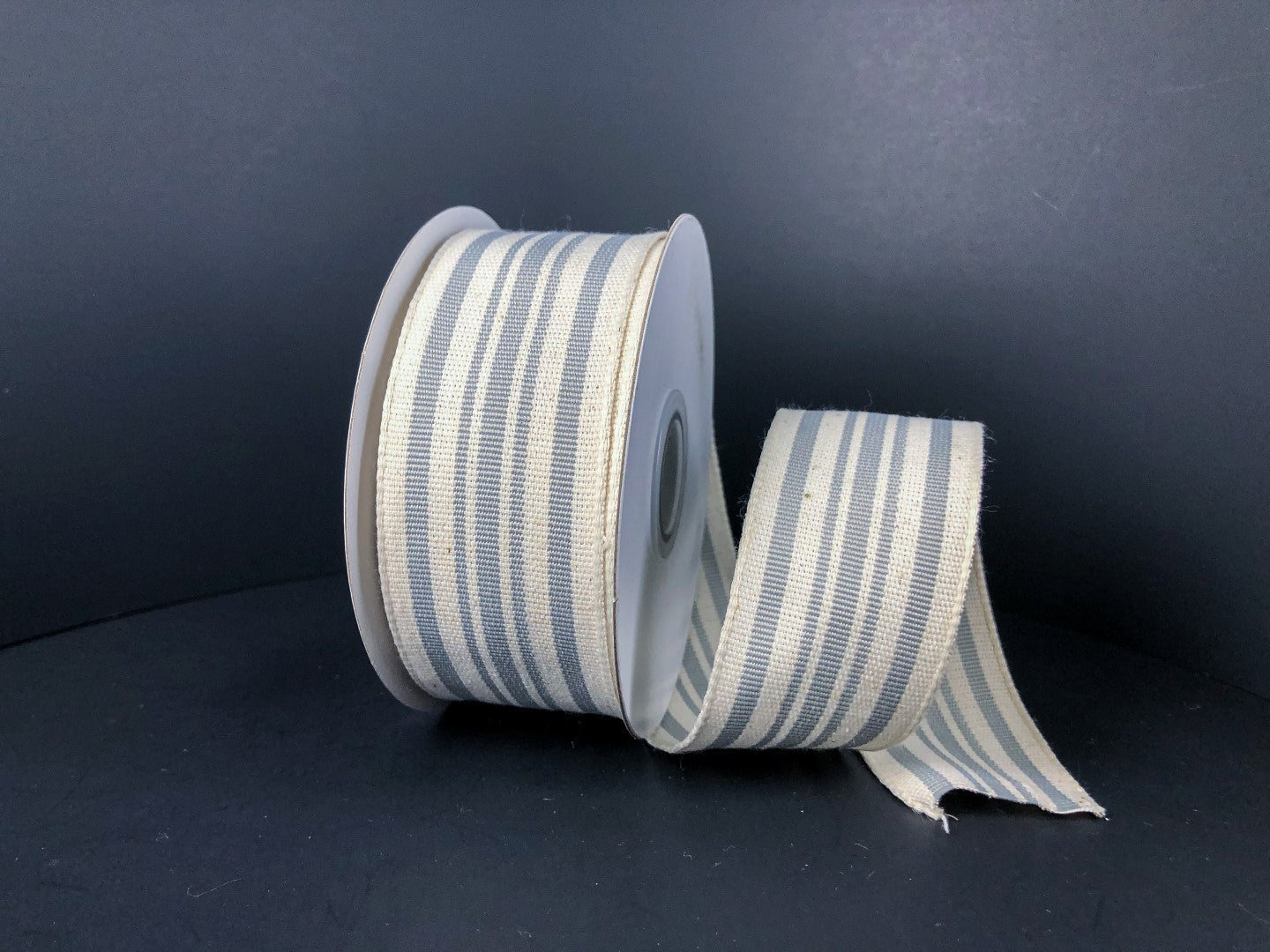 1.5" Gray & Ivory Stripe Ribbon - Designer DIY