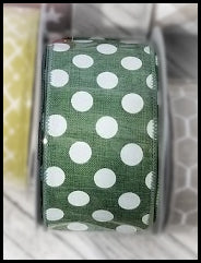 2.5" Green with White Polka Dot Ribbon - Designer DIY