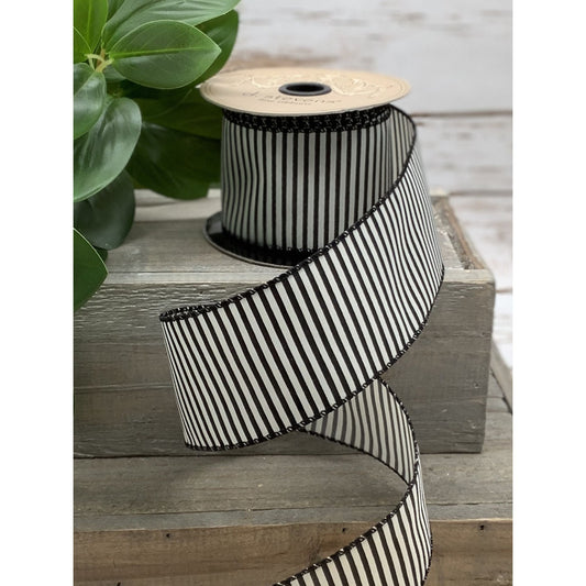 2.5" Black & Ivory Stripe DESIGNER Ribbon - Designer DIY