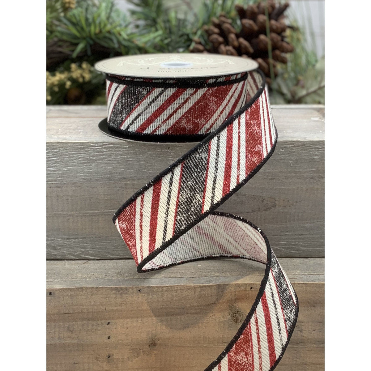 1.5" Stripe DESIGNER Ribbon | Red, Black, & Cream - Designer DIY