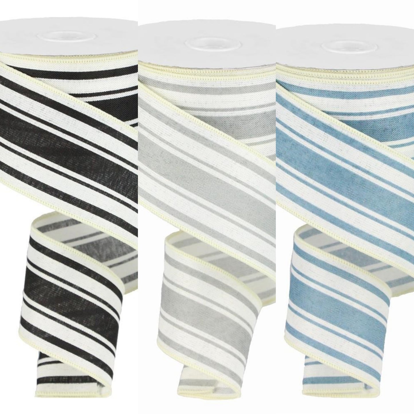 2.5" Black and Ivory Stripe Ribbon - Designer DIY