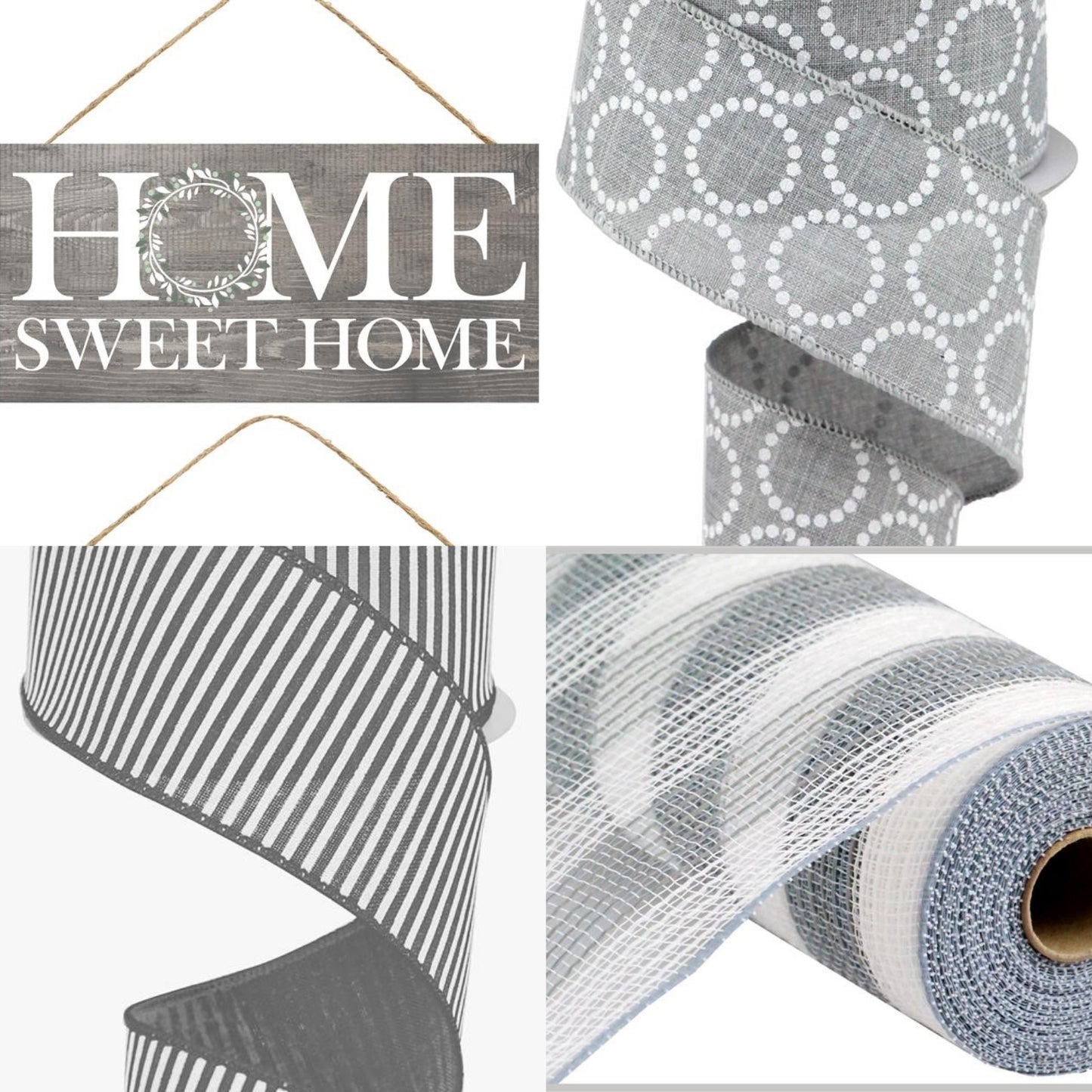 10.5" Gray and White Striped Mesh - Designer DIY