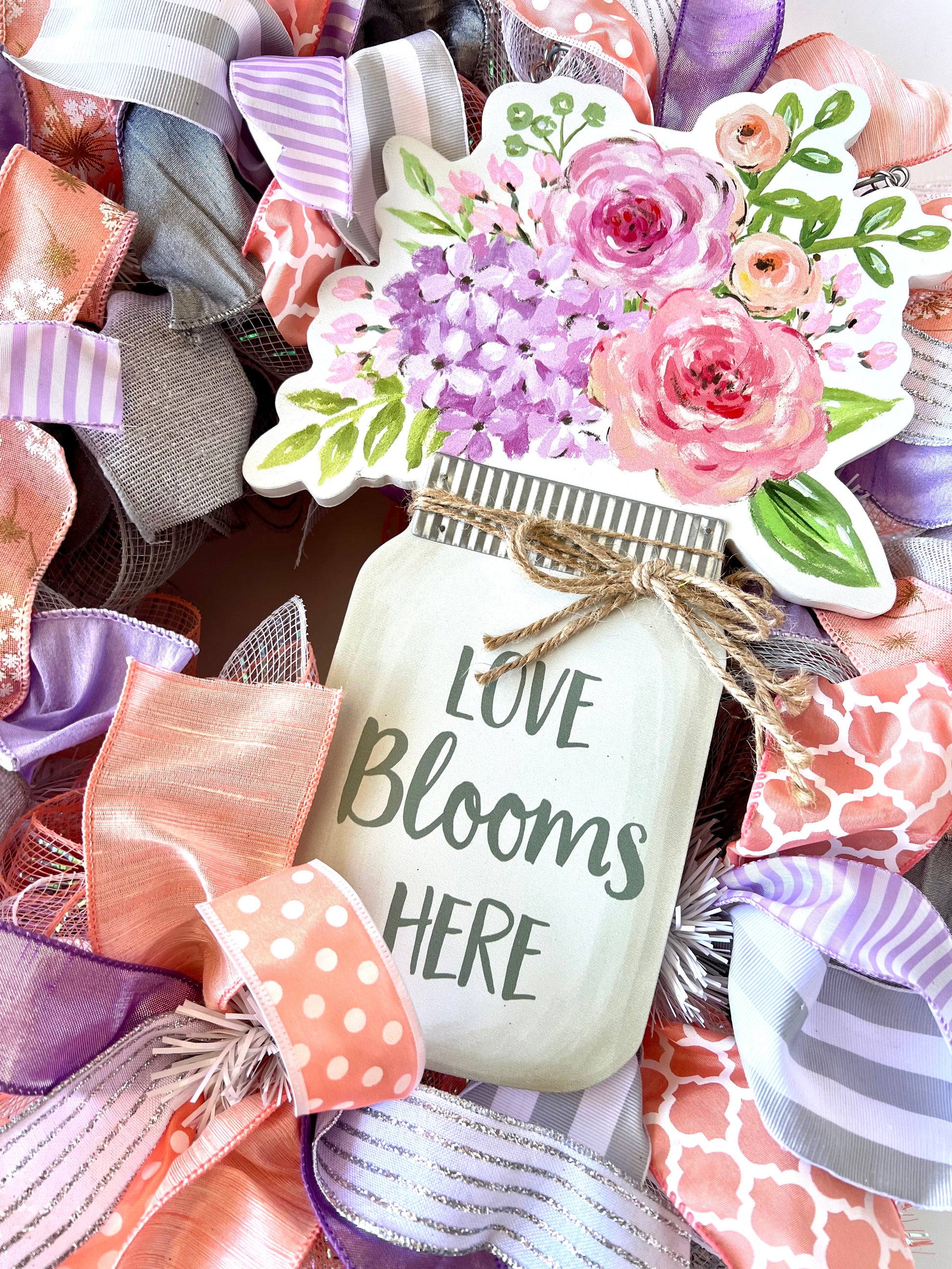 Spring Mesh Wreath | Love Blooms Here - Designer DIY