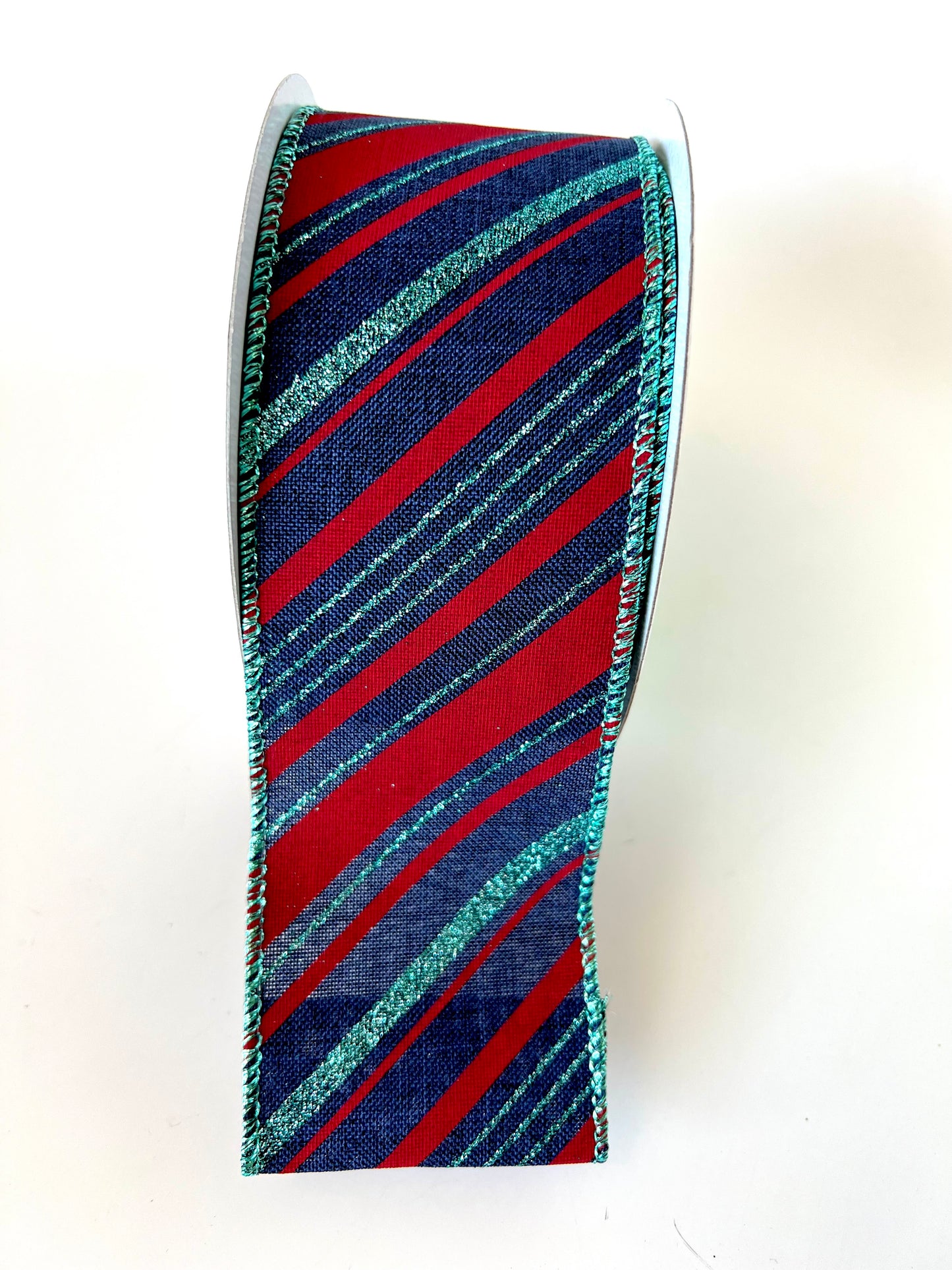 2.5" Navy, Red, Turquoise Stripe Ribbon - Designer DIY