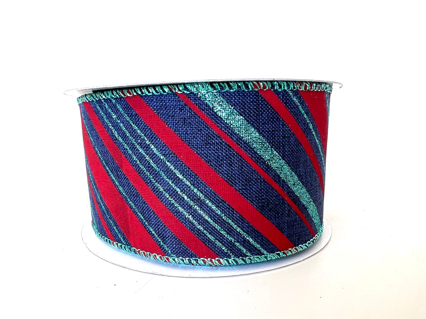 2.5" Navy, Red, Turquoise Stripe Ribbon - Designer DIY