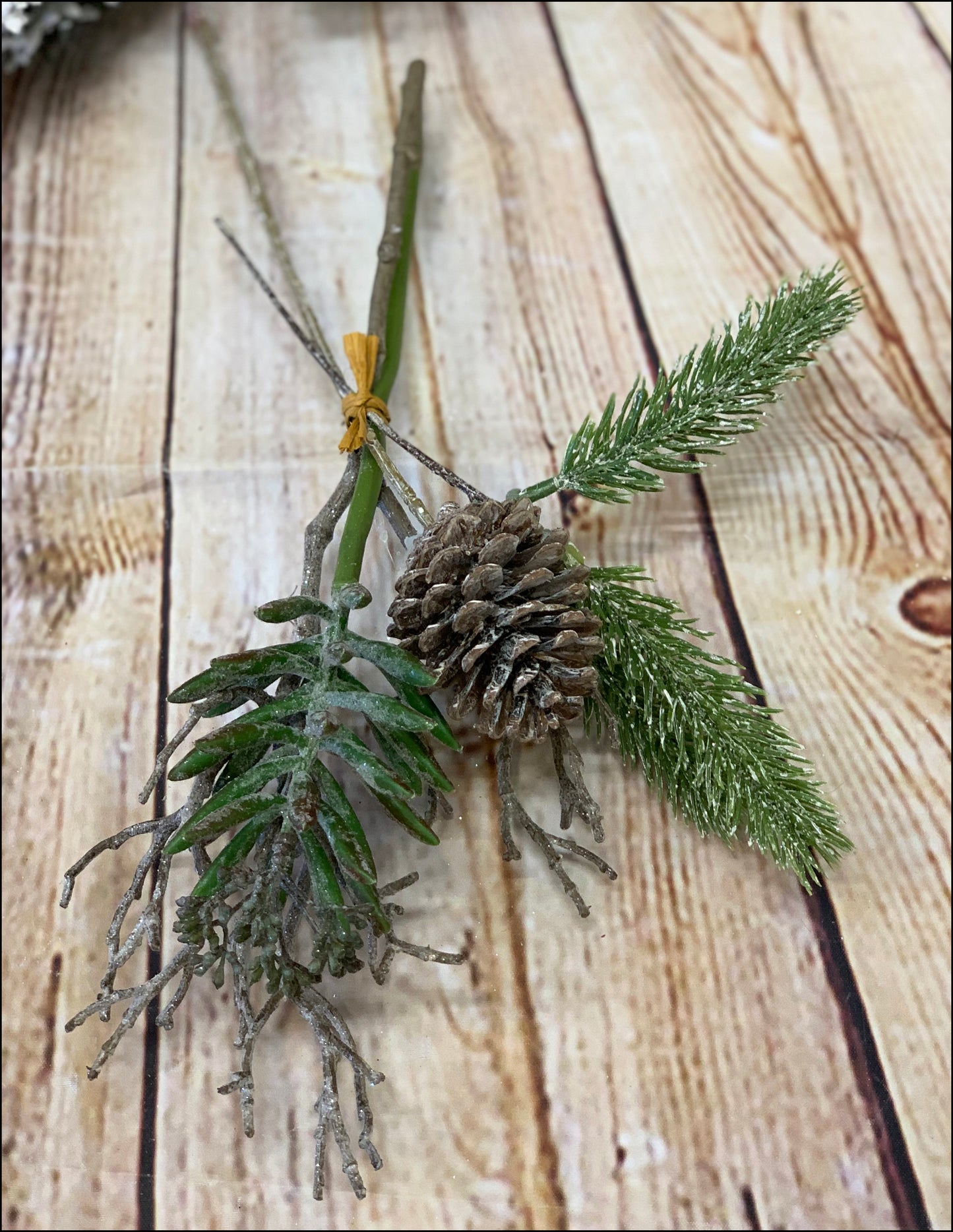 Frosted Succulent & Pine Cone Stem - Designer DIY