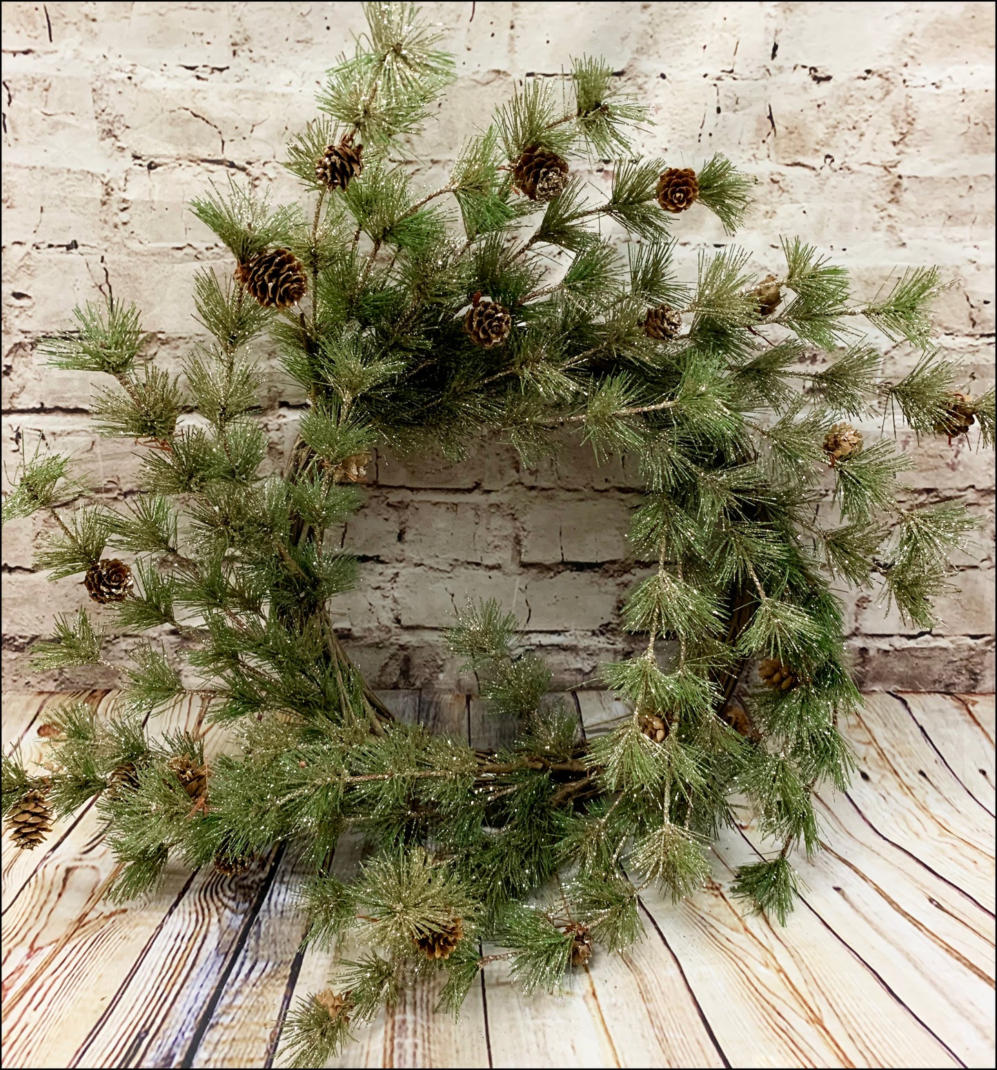 Gold Glitz Pine Wreath with Pine Cones - Designer DIY