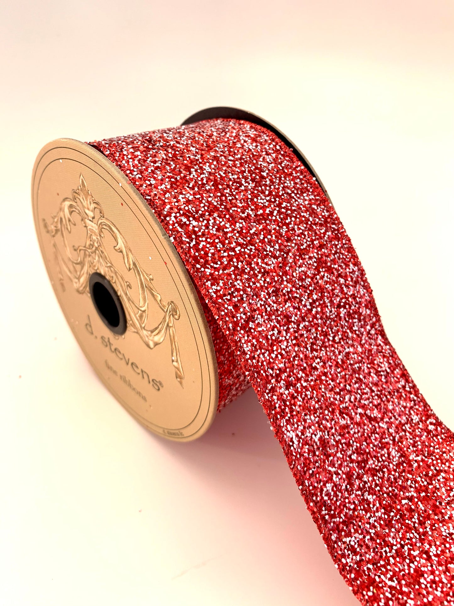 2.5" Red & White Glitter DESIGNER Ribbon - Designer DIY