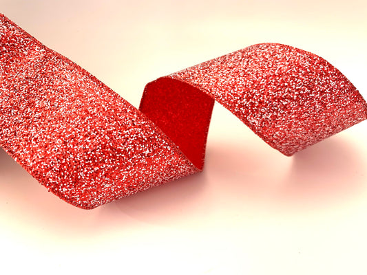 2.5" Red & White Glitter DESIGNER Ribbon - Designer DIY