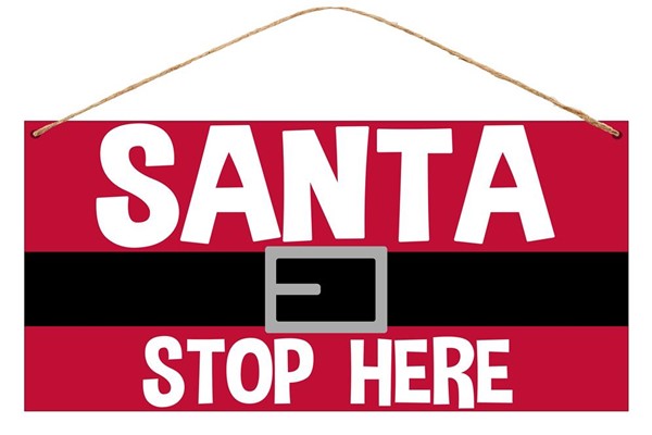 Santa Stop Here Metal Sign - Designer DIY
