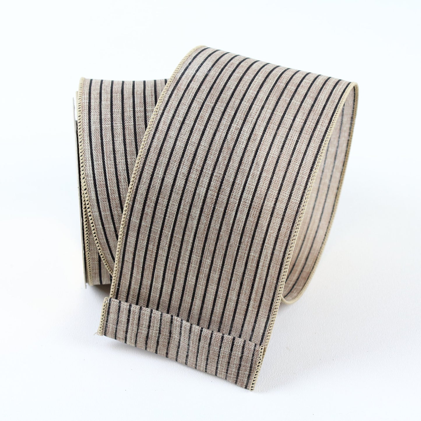 4" Natural with Black Stripe DESIGNER Ribbon - Designer DIY