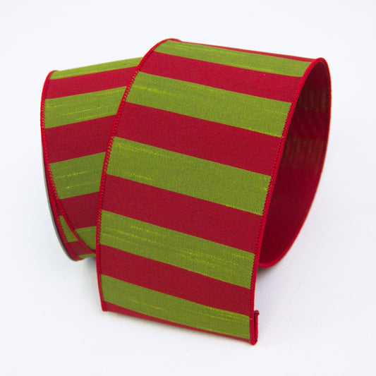 4" Red & Green Stripe DESIGNER Ribbon - Designer DIY