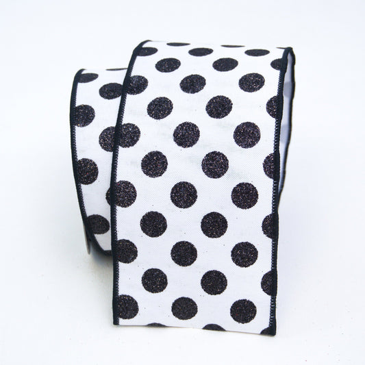 4" Black Glitter Dot DESIGNER Ribbon - Designer DIY