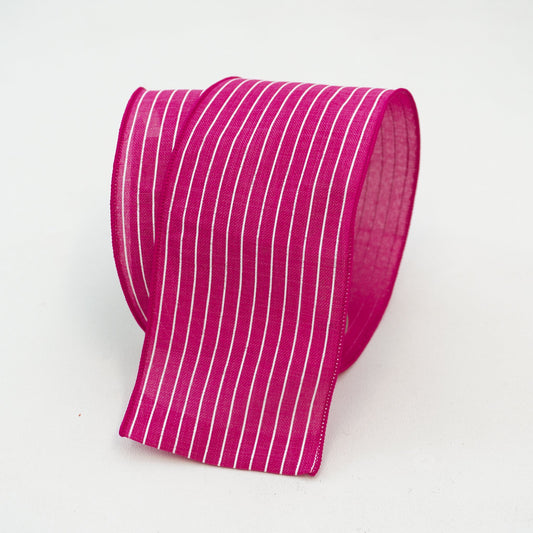 4" Pinstripe DESIGNER Ribbon | Hot Pink - Designer DIY