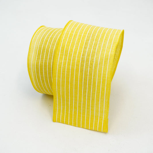 4" Pinstripe DESIGNER Ribbon | Yellow - Designer DIY