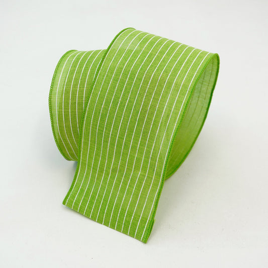 4" Pinstripe DESIGNER Ribbon | Lime Green - Designer DIY