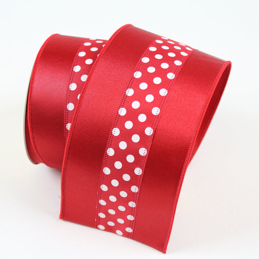 4" Red Satin Polka Dot DESIGNER Ribbon - Designer DIY