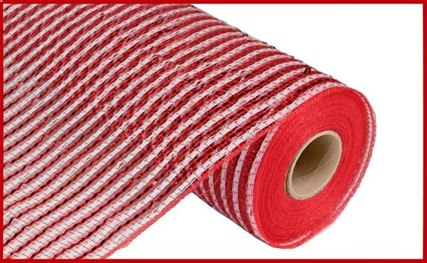 10" Red & White Striped Foil Mesh - Designer DIY