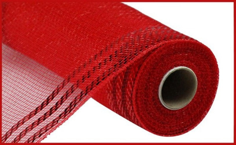 10.25" Red Border Stripe Mesh - Designer DIY