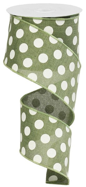 2.5" Green with White Polka Dot Ribbon - Designer DIY