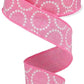 1.5" Pink with White Glitter Dotted Circle Ribbon - Designer DIY