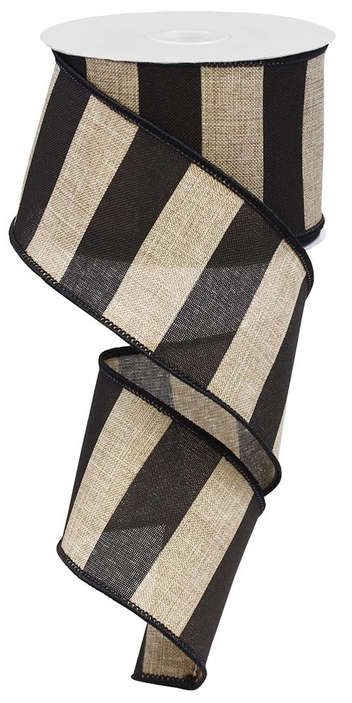 2.5" Natural & Black Stripe Ribbon - Designer DIY