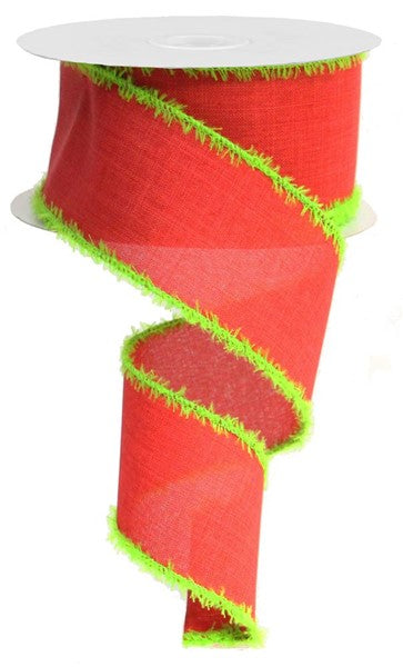 2.5" Red with Lime Green Edge Ribbon - Designer DIY