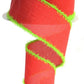 2.5" Red with Lime Green Edge Ribbon - Designer DIY