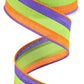 1.5" Purple, Lime, Orange Stripe Ribbon - Designer DIY
