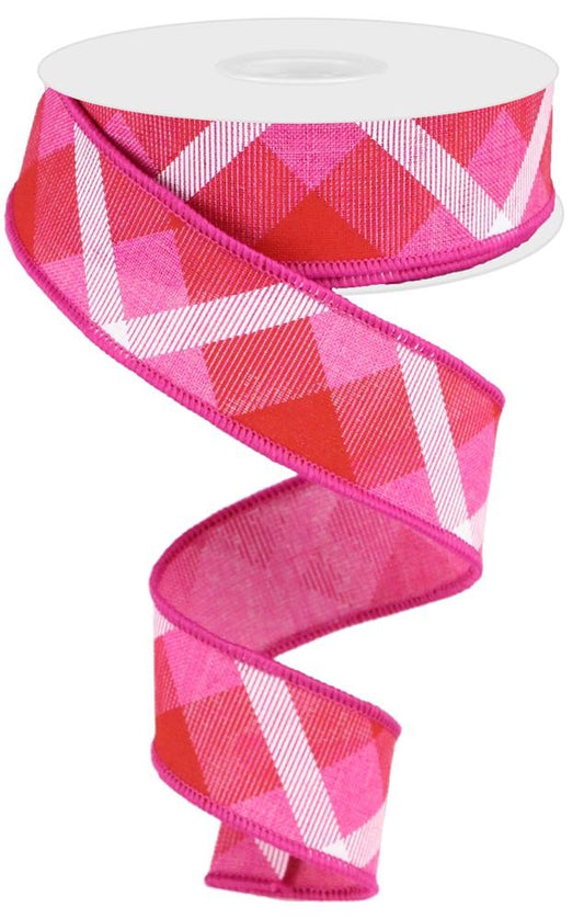 1.5" Pink & Red Plaid Ribbon - Designer DIY