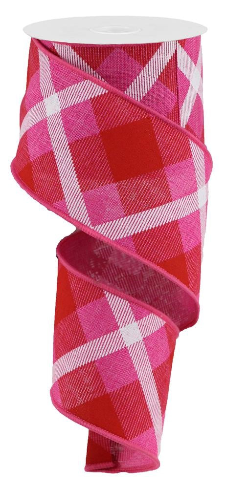 2.5" Pink & Red Plaid Ribbon - Designer DIY