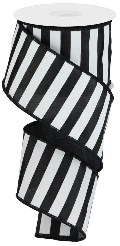 2.5" Black & White Stripe Ribbon - Designer DIY