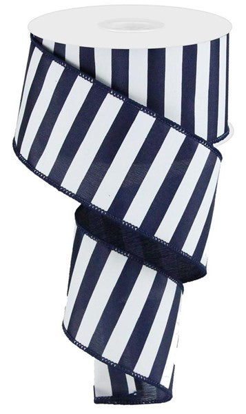2.5" Navy & White Stripe Ribbon - Designer DIY