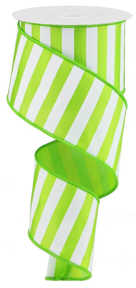 2.5" Lime Green & White Stripe Ribbon - Designer DIY