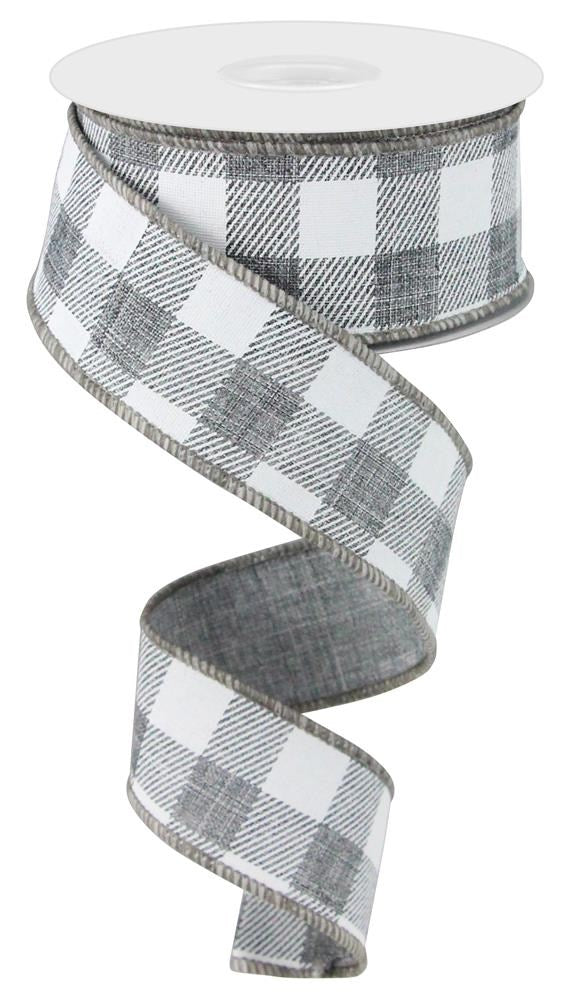 1.5" Gray & White Check Ribbon - Designer DIY