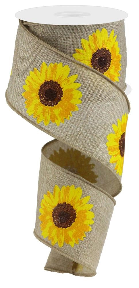 2.5" Natural Sunflower Ribbon - Designer DIY