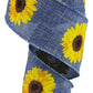2.5" Denim Sunflower Ribbon - Designer DIY