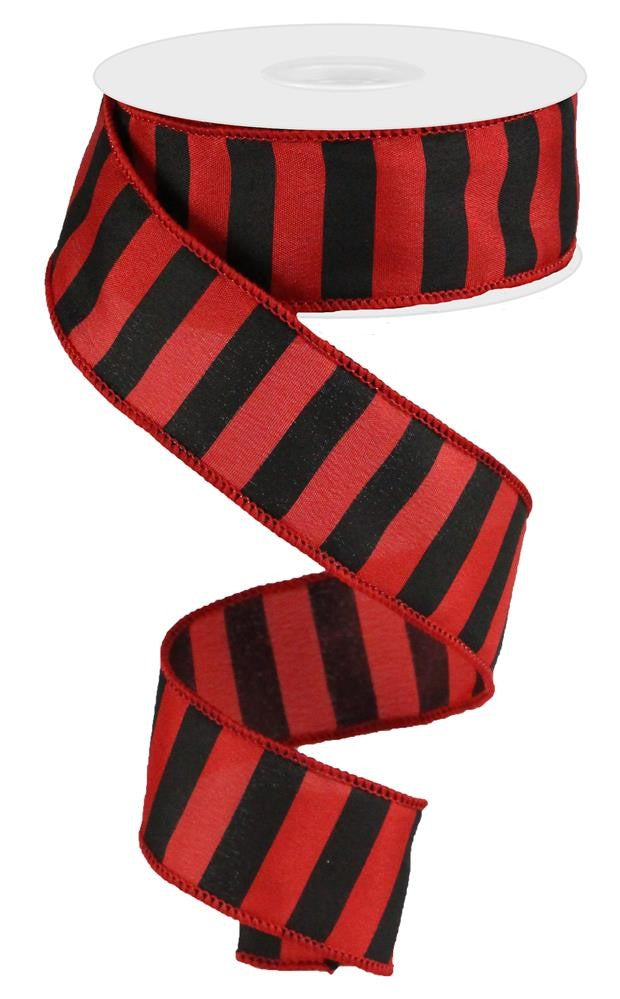 1.5" Red & Black Stripe Ribbon - Designer DIY