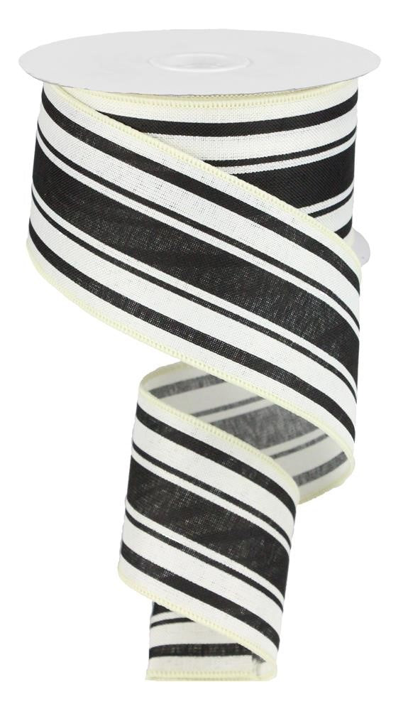 2.5" Black and Ivory Stripe Ribbon - Designer DIY