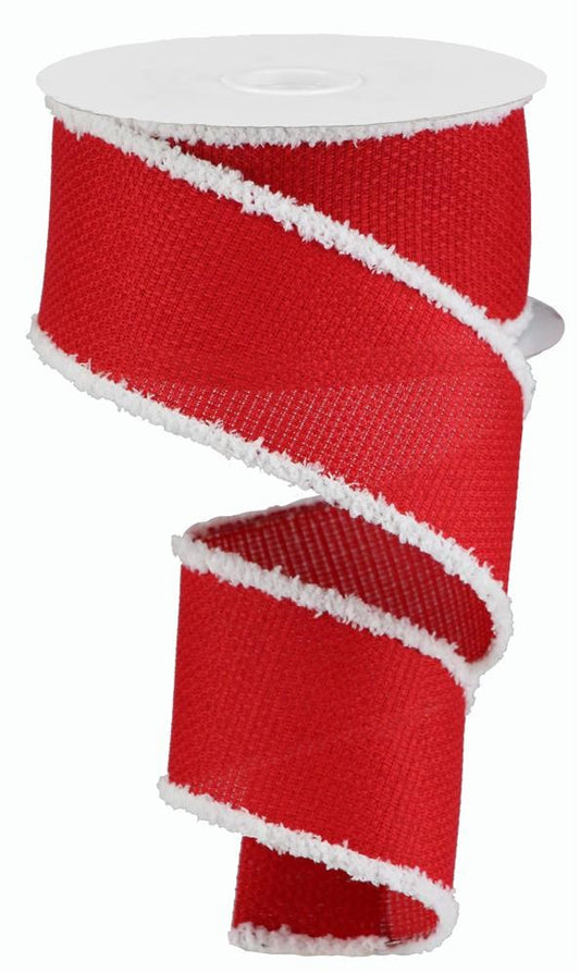 2.5" Red with White Fluffy Edge Ribbon - Designer DIY