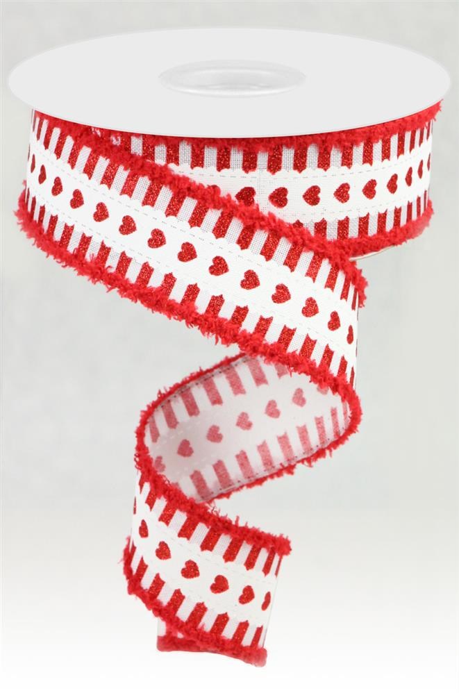 1.5" Valentine Heart Stripe Ribbon - Designer DIY