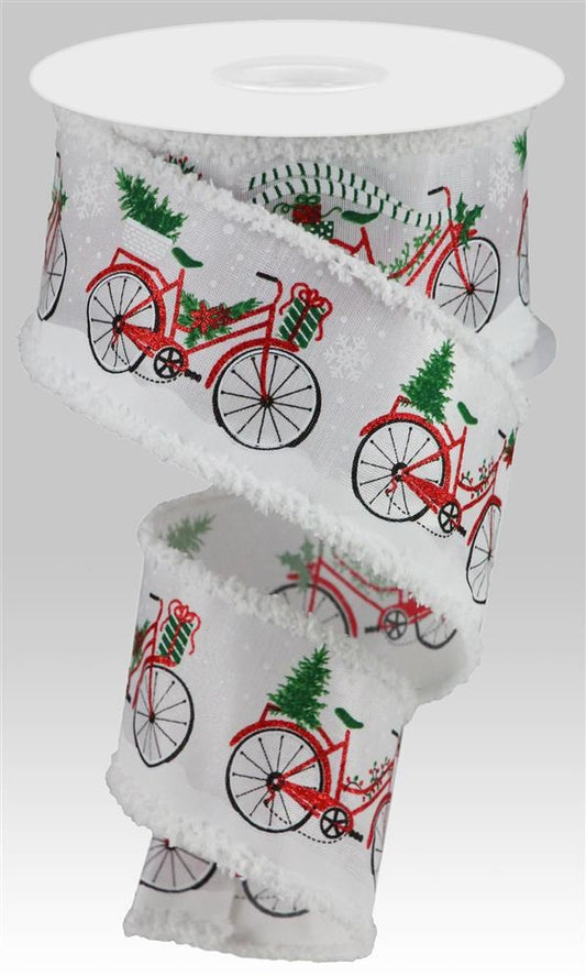 2.5" Christmas Bicycle Ribbon - Designer DIY