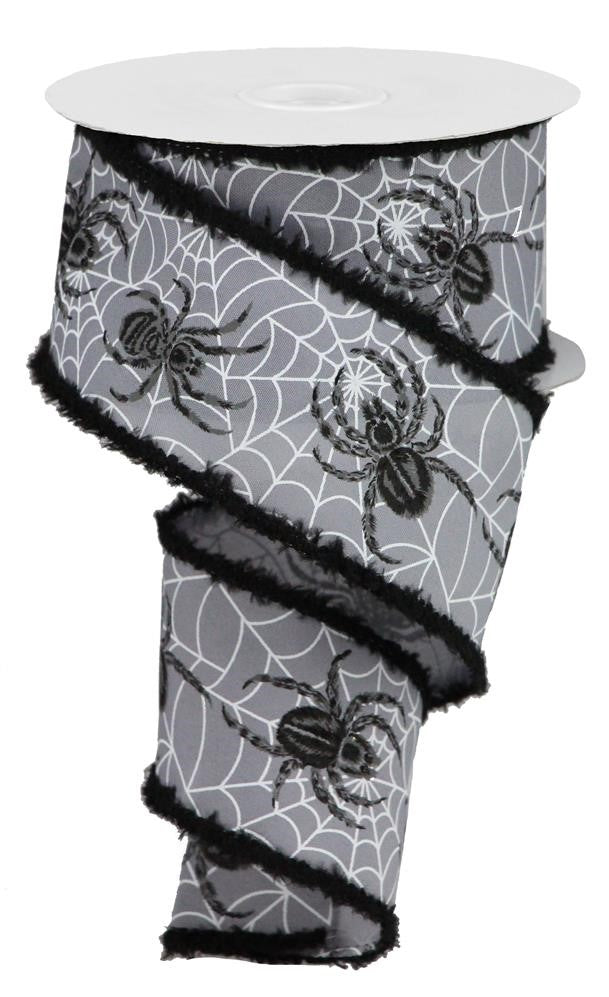 2.5" Gray Spider Web Ribbon - Designer DIY