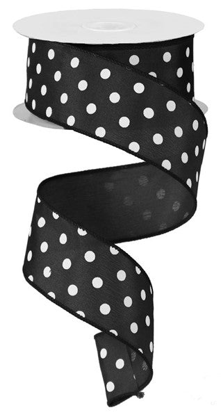 1.5" Black with White Polka Dot Ribbon - Designer DIY