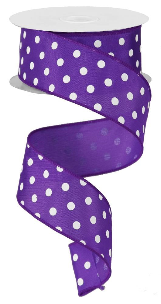 1.5" Purple Polka Dot Ribbon - Designer DIY