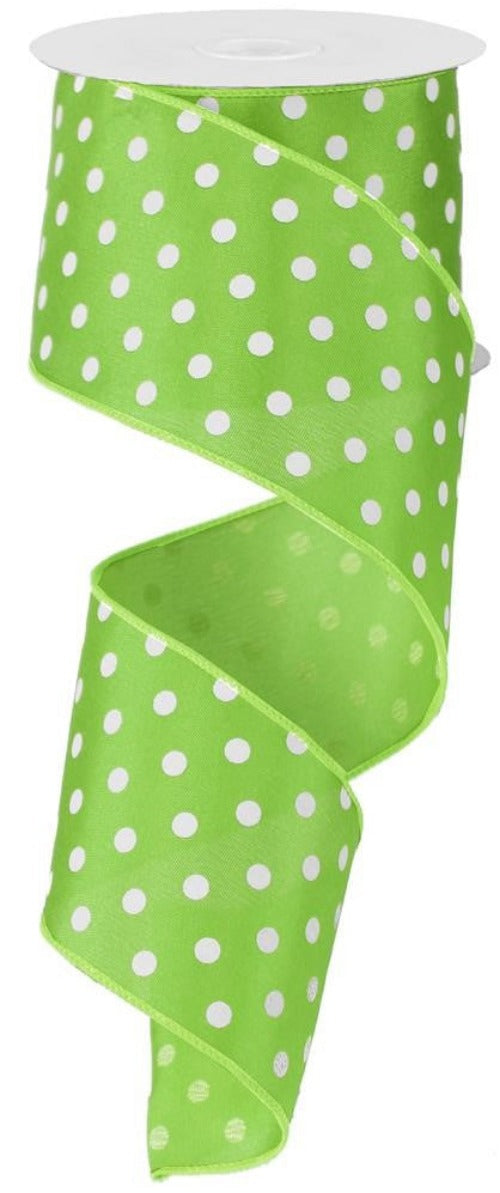 2.5" Lime Green Polka Dot Ribbon - Designer DIY